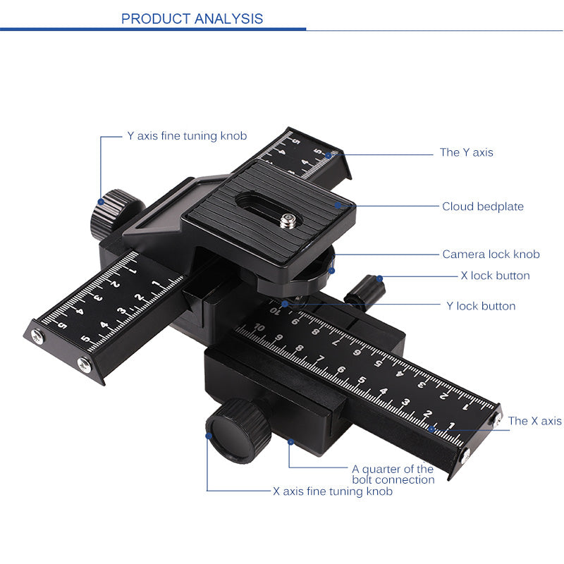 Two-Way Macro Frame Four-Dimensional Macro Tripod Head Fine-Tuning Long-Shaped Tripod Head for Macro Shooting Two-Way Macro Frame Four-Dimensional Macro Tripod Head Fine-Tuning Long-Shaped Tripod Head for Macro Shooting